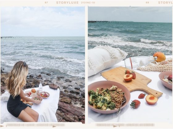 Chante Louise at the beach capturing instagram content