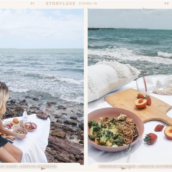 Chante Louise at the beach capturing instagram content
